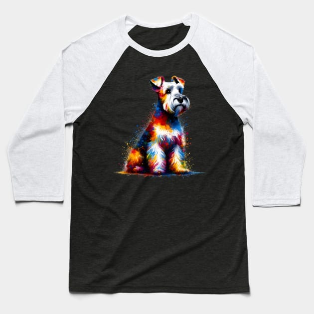 Colorful Abstract Glen of Imaal Terrier Splash Art Baseball T-Shirt by ArtRUs